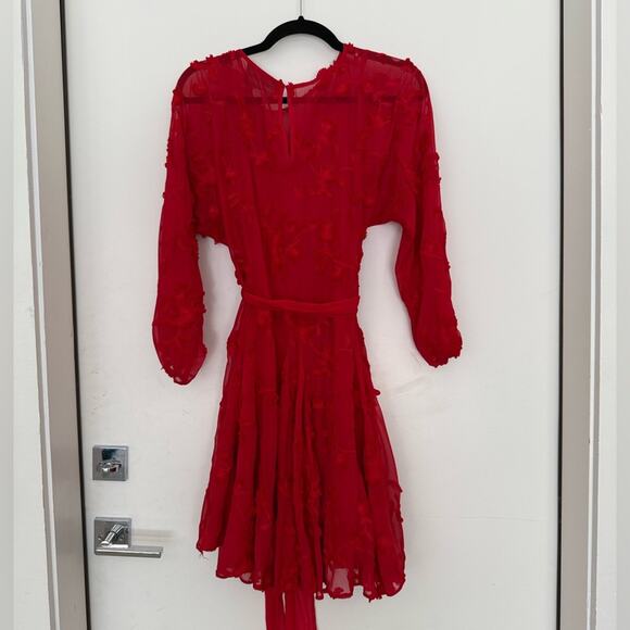 Anthropologie Mare Mare Amal Textured Red Swing Mini Dress - Picture 9 of 10